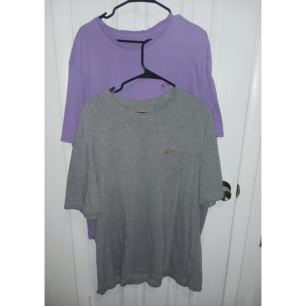 Greg Norman Men Casual Golf T-shirts Pocket Lot Of 2 Purple And Grey/gray XL